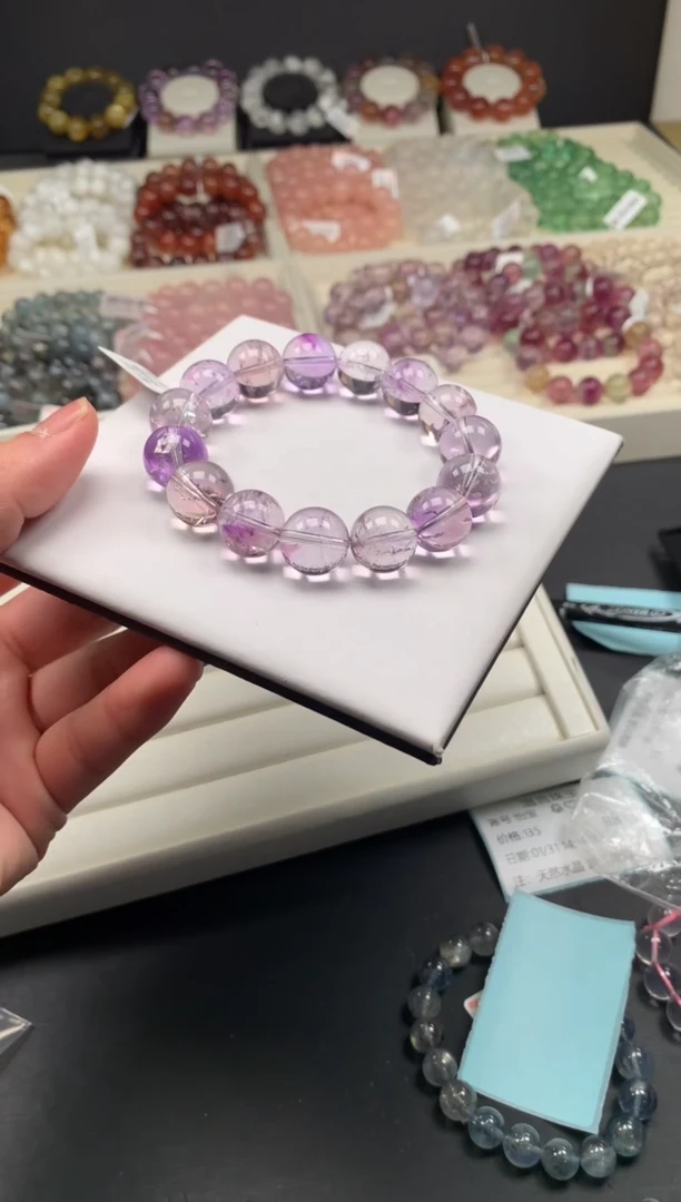 【闪购商品】水晶手链未镶嵌紫阳晶15MM。A14