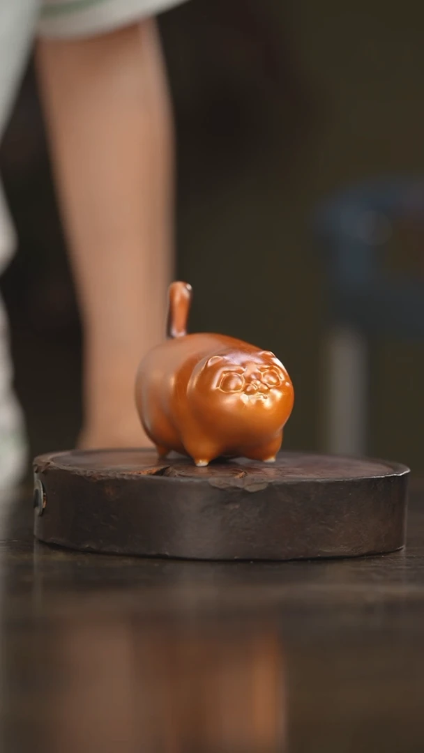 48柴房陶瓷柴烧茶宠摆件