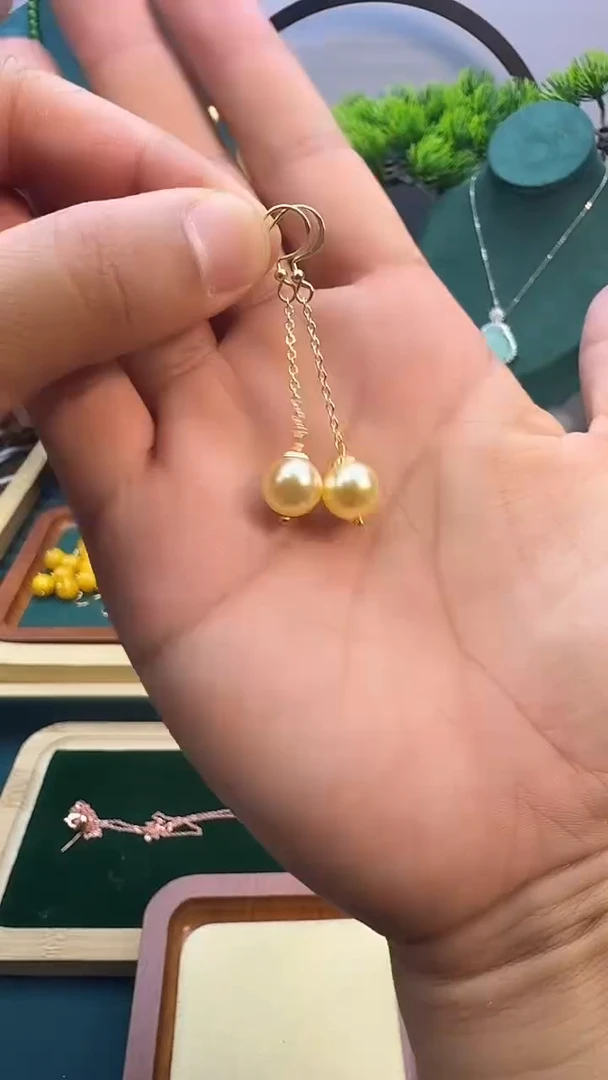 14K金镶嵌淡水珍珠耳饰E324