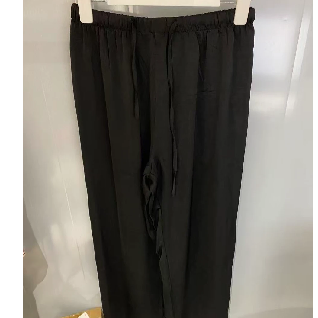 K48#松紧腰头直筒阔腿裤女