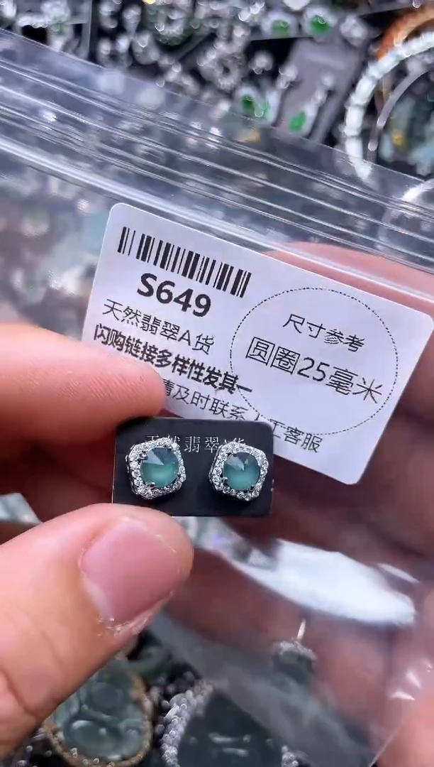 【闪购商品】翡翠未镶嵌颈饰S649耳钉