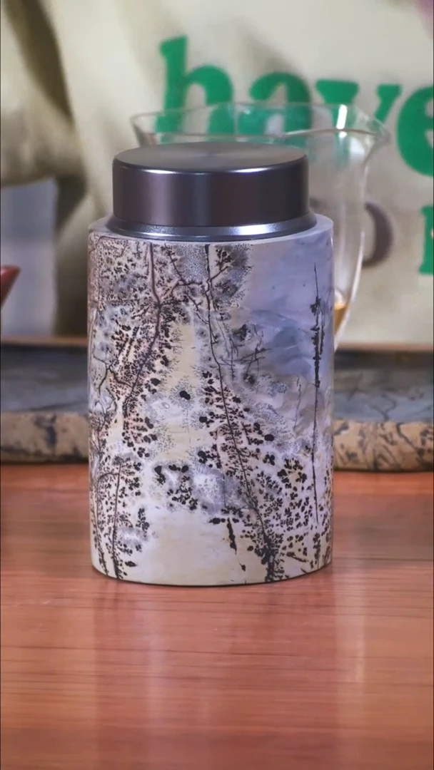 天然国画石茶具套装