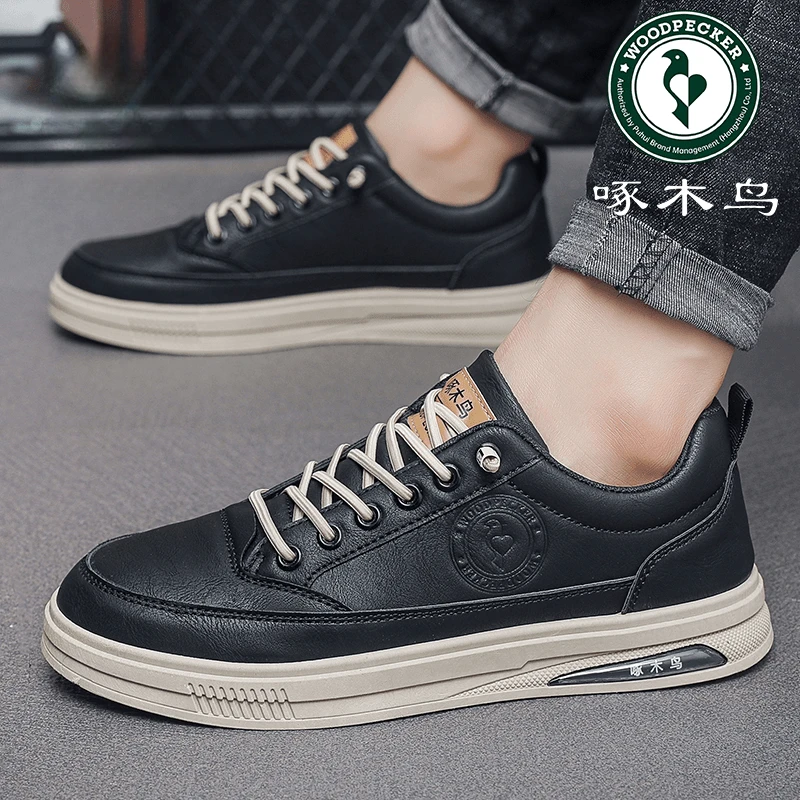 啄木鸟男士休闲板鞋百搭潮鞋春秋季新款运动休闲鞋潮流防滑小白鞋