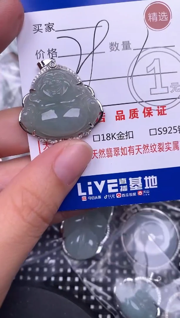 翡翠银S925镶嵌颈饰挂件