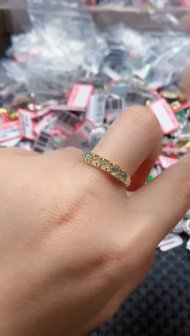 银S925镶嵌戒指翡翠天然A货缅甸翡翠