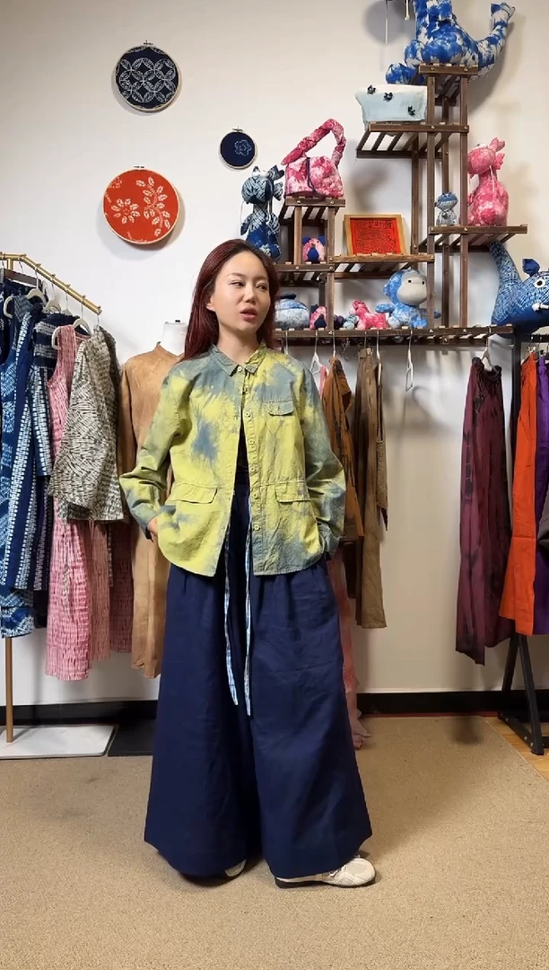 衬衫 植物染蓝染扎染