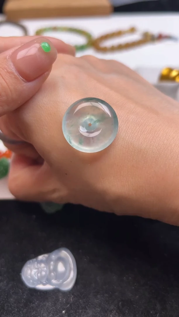 未镶嵌定制翡翠28000+1400蓝扣子-gzy115