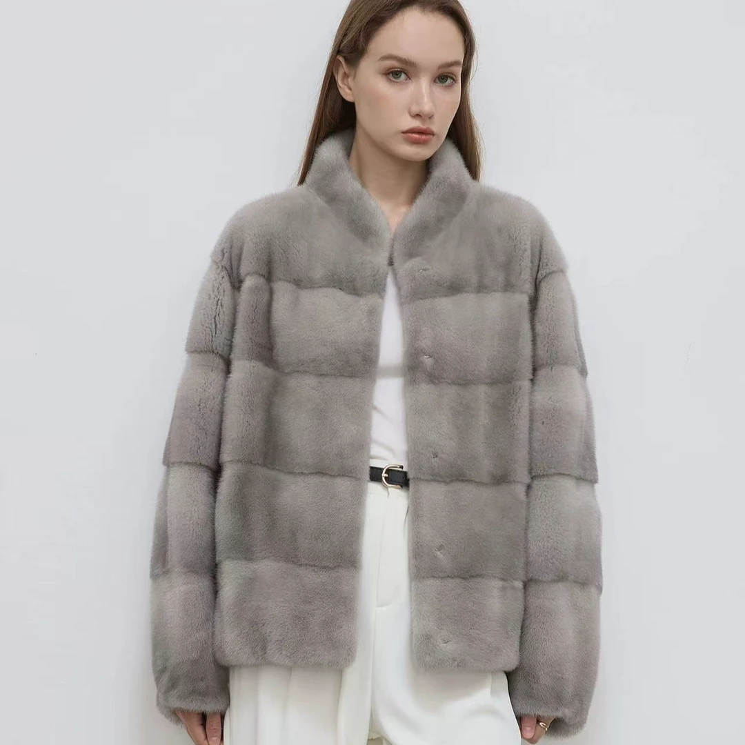 2025年新款  千金貂 进口紫标全挖削横排脊子靠坎工艺水貂外套