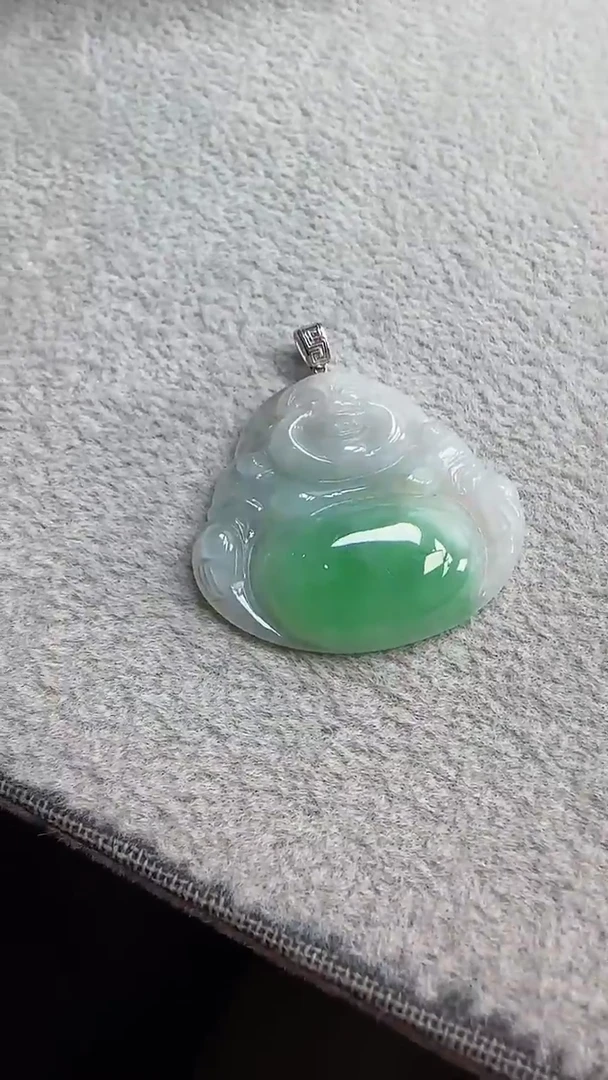翡翠18K金镶嵌吊坠(不含链)慧*佛公