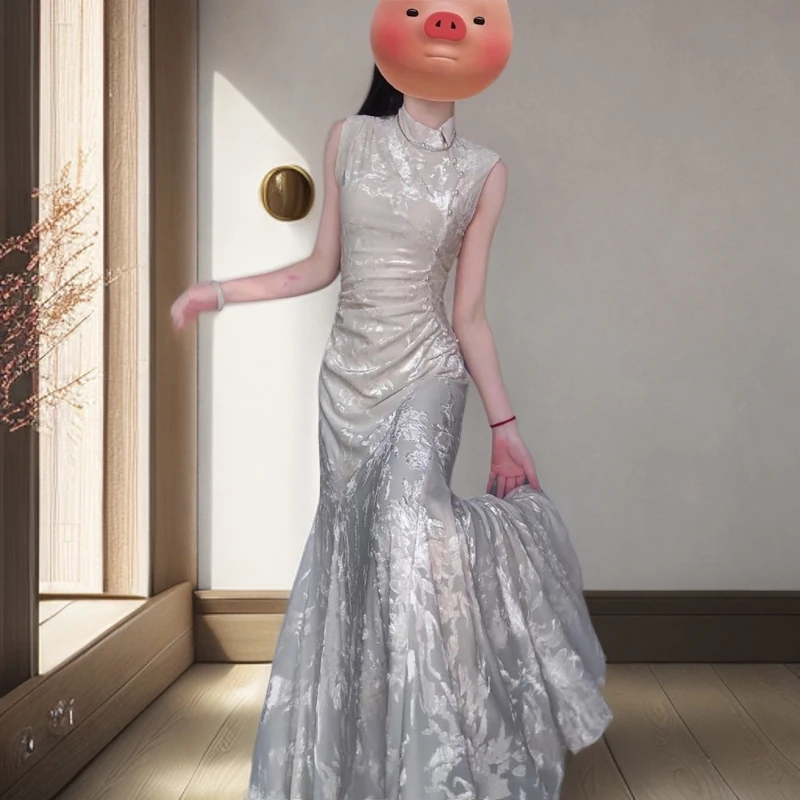 后妈裙2025新款爆款洋气新中式旗袍修身优雅生日订婚礼服温婉大方