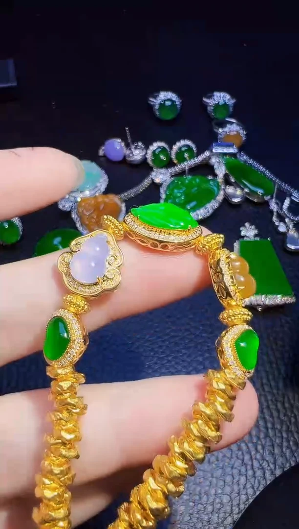 足金镶嵌手链翡翠用****6翡翠