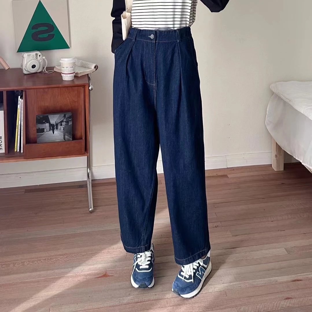 2025春秋款女装下装休闲系带阔腿裤子棉简约基础工装港风女裤