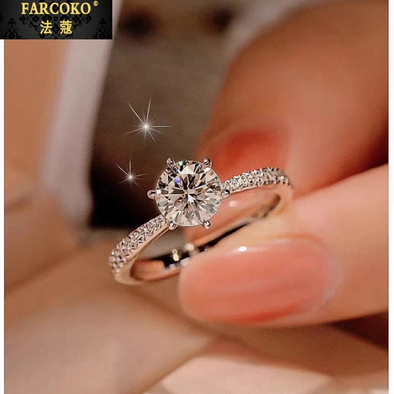 法蔻一克拉钻戒女高级精致求婚告白戒指送女友老婆生日情人节礼物