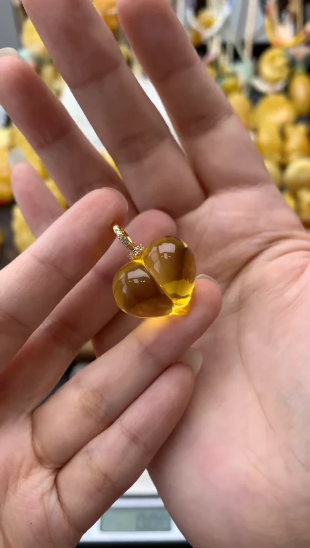 银S925镶嵌琥珀珠宝奇石084琥珀蜜蜡瑕疵品