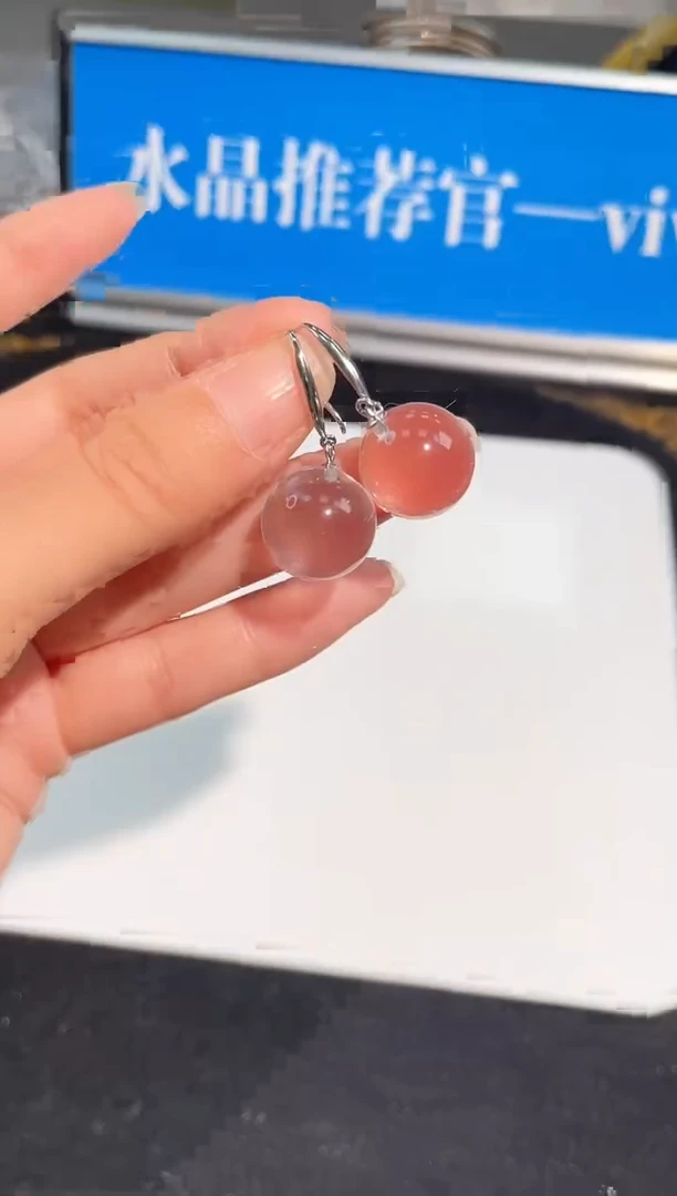 水晶手链未镶嵌9号利姆利亚白水晶耳钩14mm（一对）