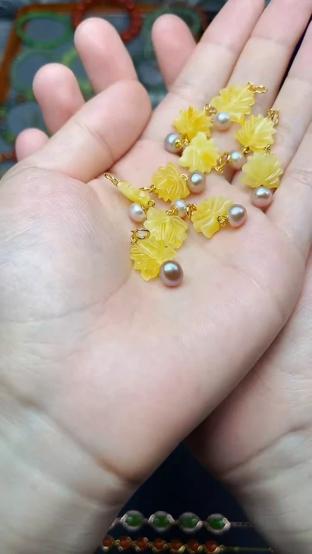琥珀颈饰银S925镶嵌宝相花多样性拍一发一 06
