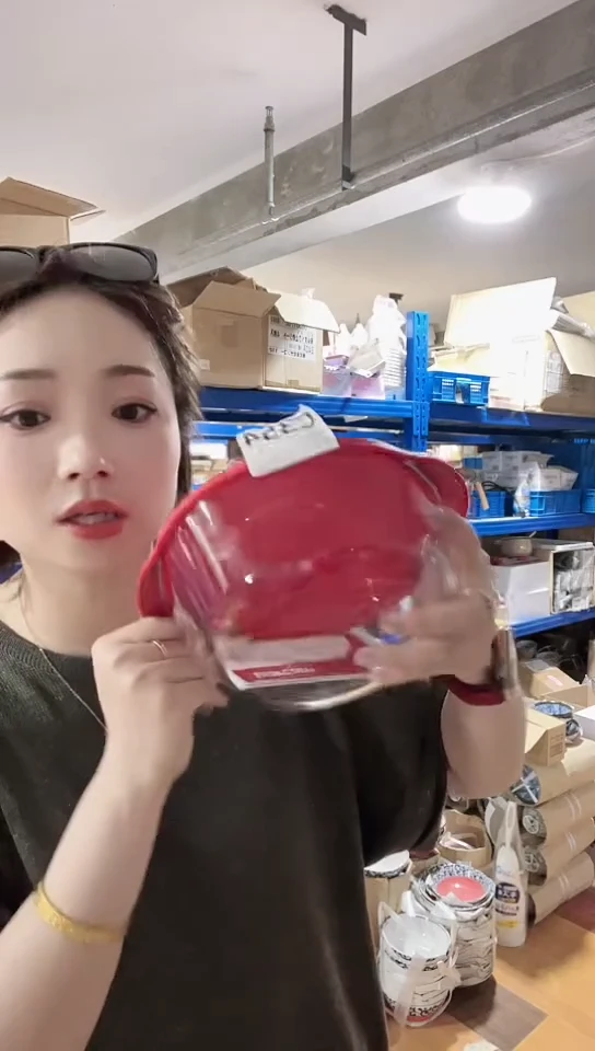 瓷片进口家用百货红色盖料理盒C354