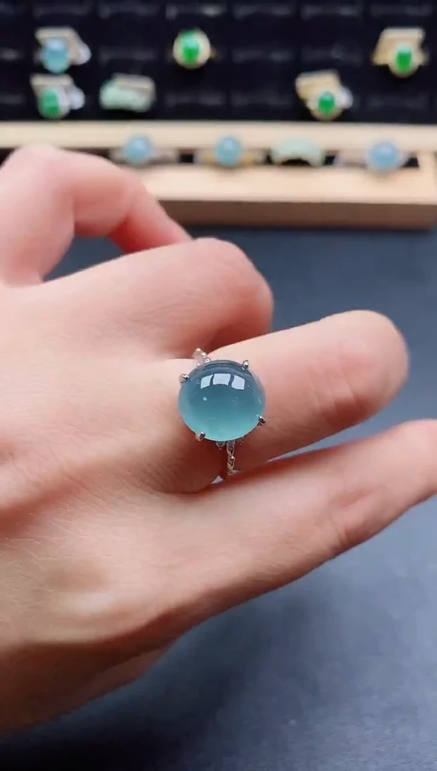 银S925镶嵌戒指翡翠1