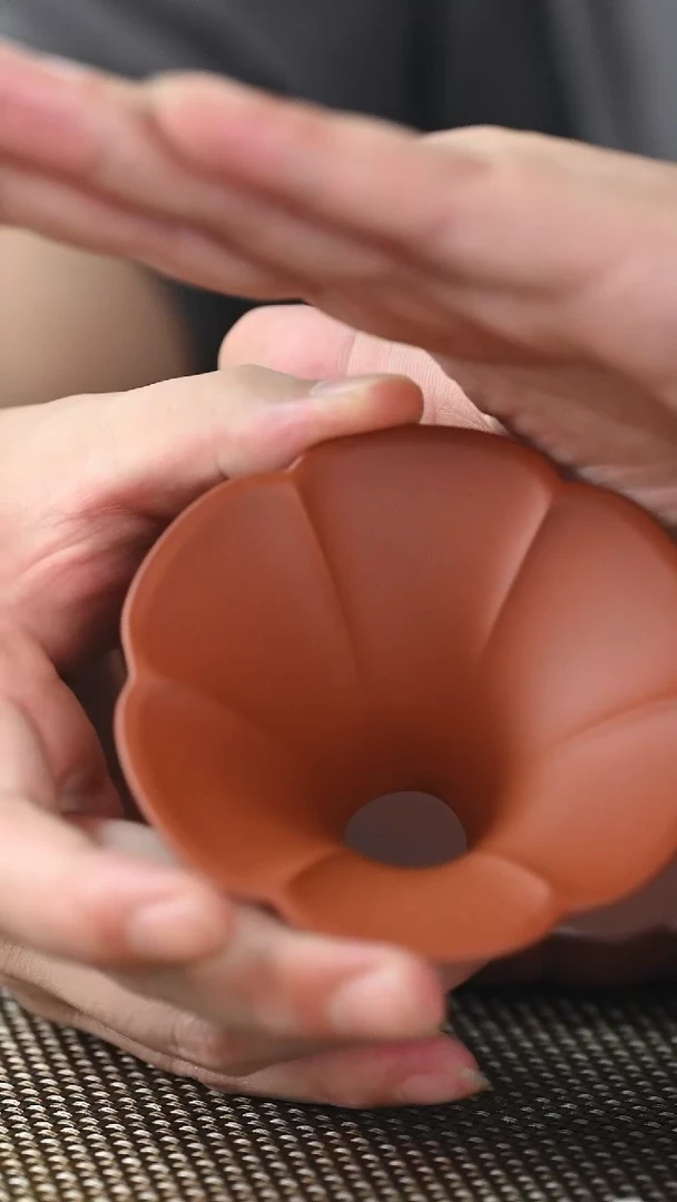 茶壶紫砂YZGT17076葵花投茶器（朱泥）