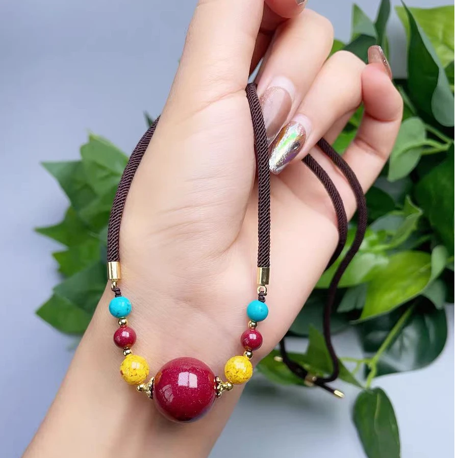 含辰砂工艺品含辰砂工艺品珠吊坠锁骨链相思红豆项链女款