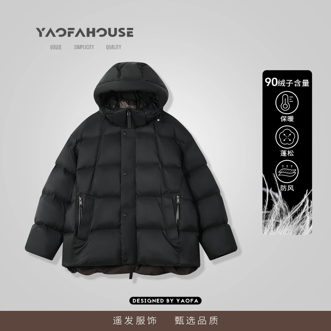 【"黑金刚"重工设计加厚情侣羽绒服】遥发服装冬季新款宽松外套1828