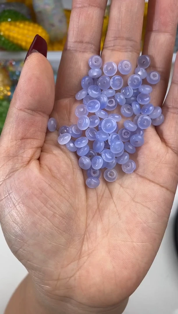 玻璃2125卡6算盘珠300颗浅蓝玉