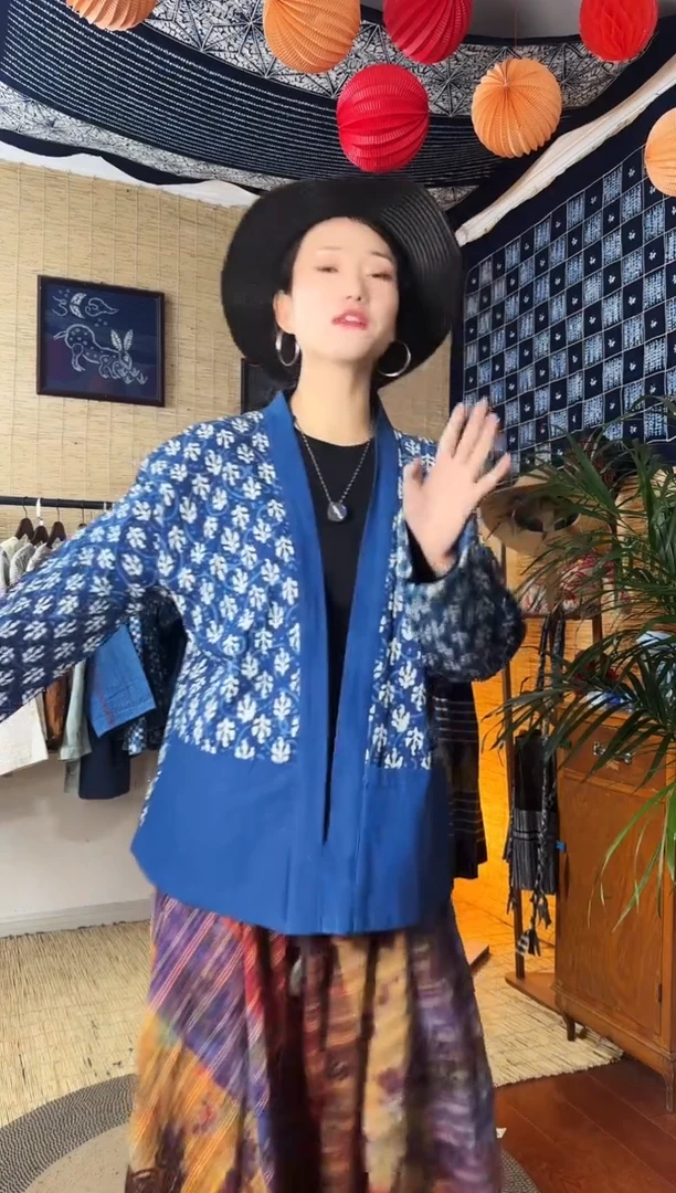 【闪购商品】设计师款蓝染开衫外套897