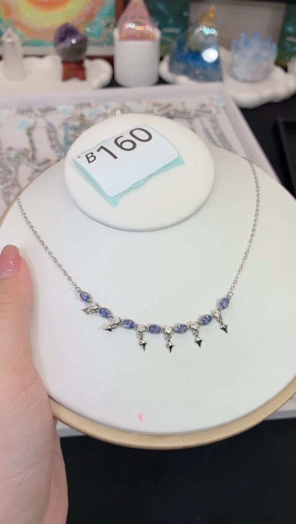 项链银S925镶嵌坦桑石多样性发一B160