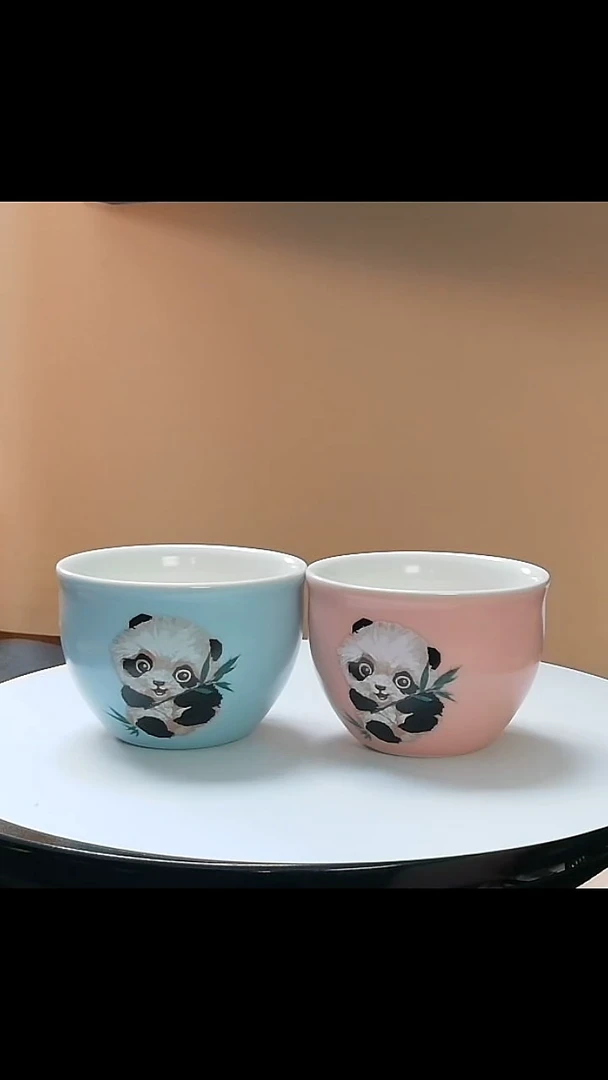 对杯彩绘熊猫主人对杯