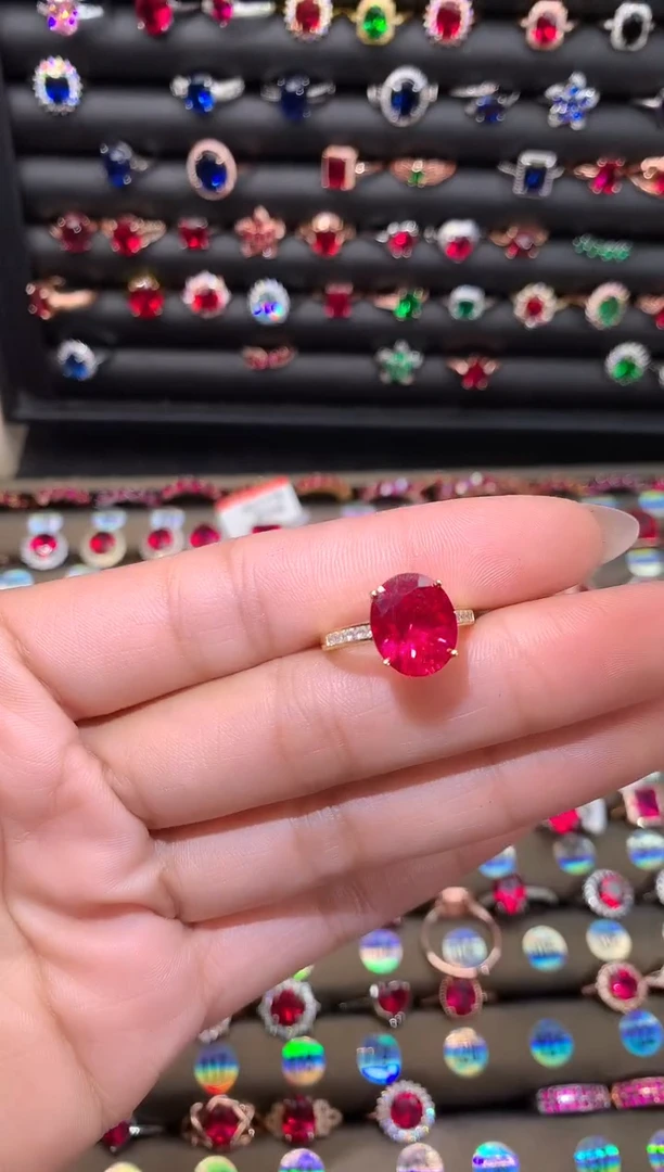 【闪购商品】红宝石戒指银S925镶嵌1012金