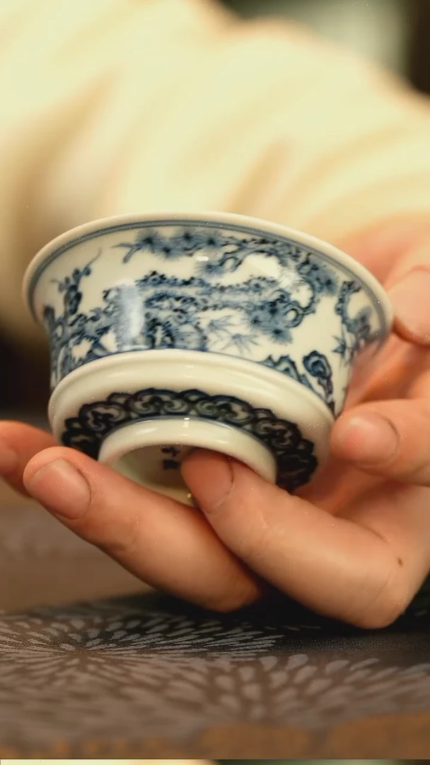 中式特价垂虹慕古松竹梅马蹄杯