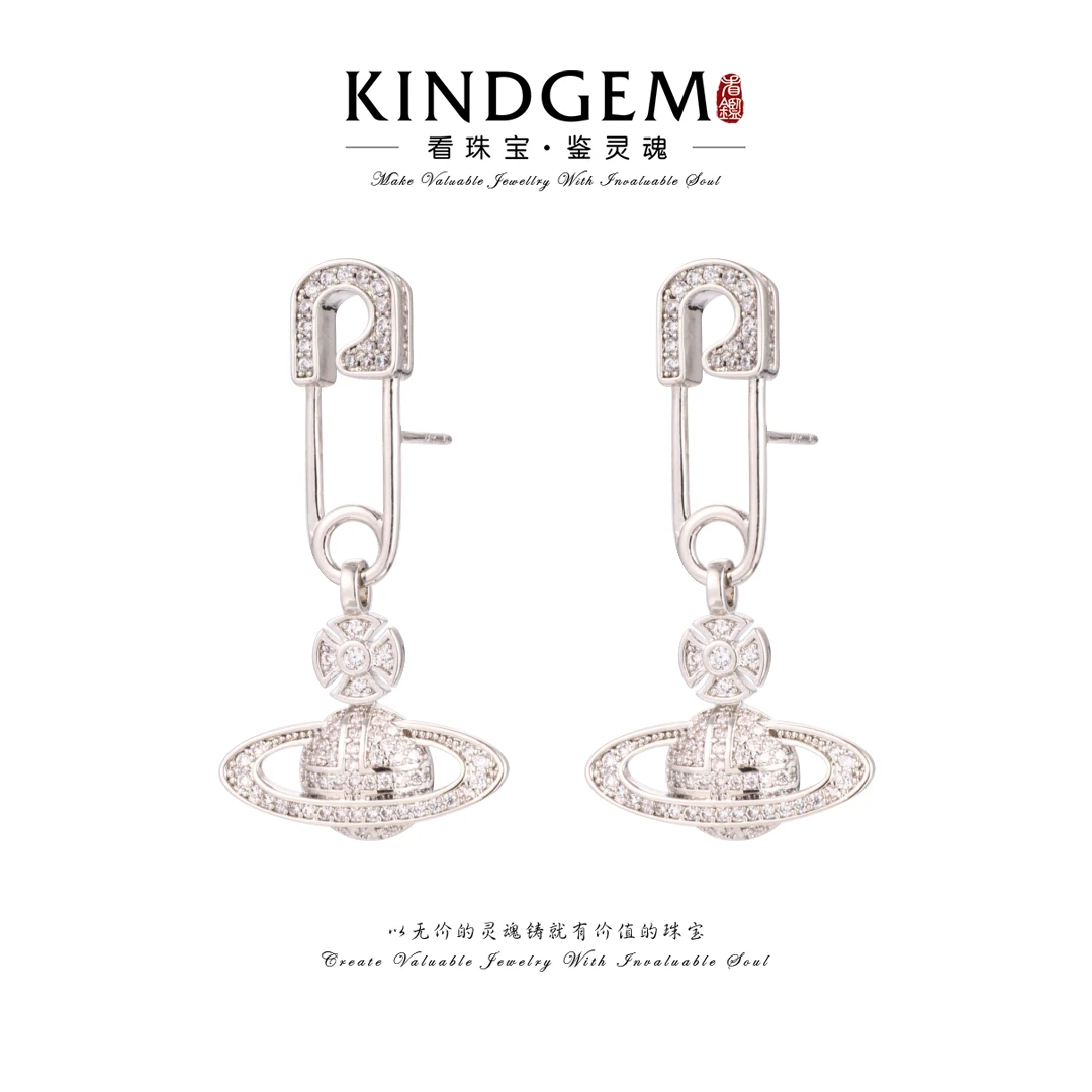 铜合金锆石耳饰 KindGem 个性时尚新款百搭耳饰 C-30115