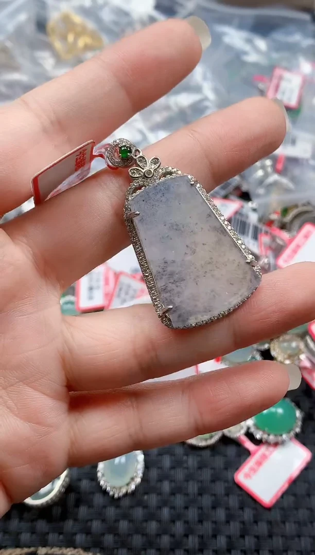 银S925镶嵌戒指翡翠天然A货缅甸翡翠