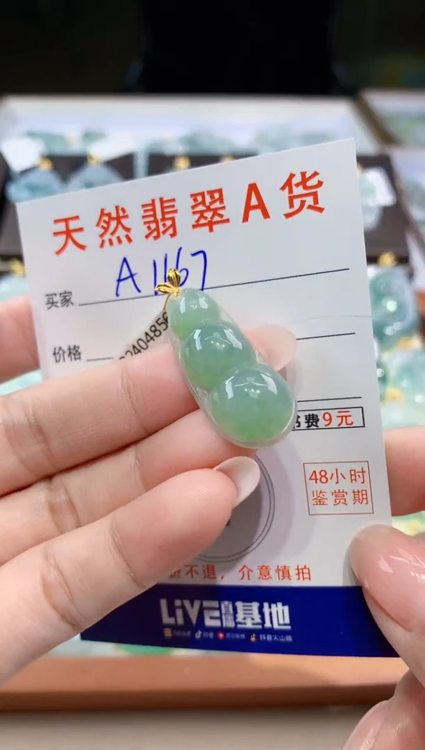 颈饰18K金镶嵌翡翠天然翡翠A货挂件