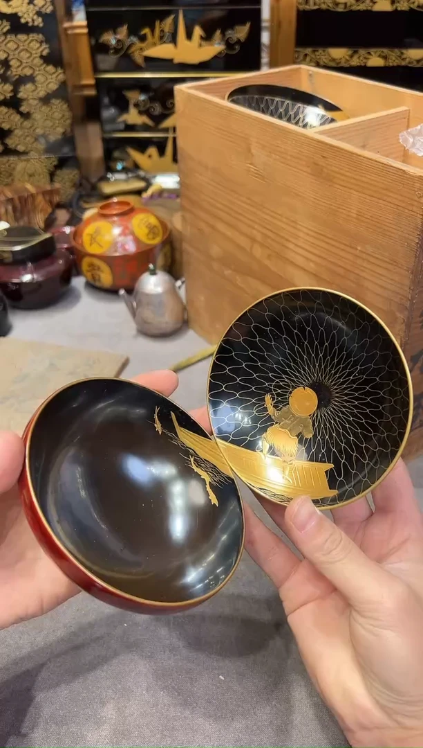 高肉金 盖碗单只  大漆漆器大漆漆器