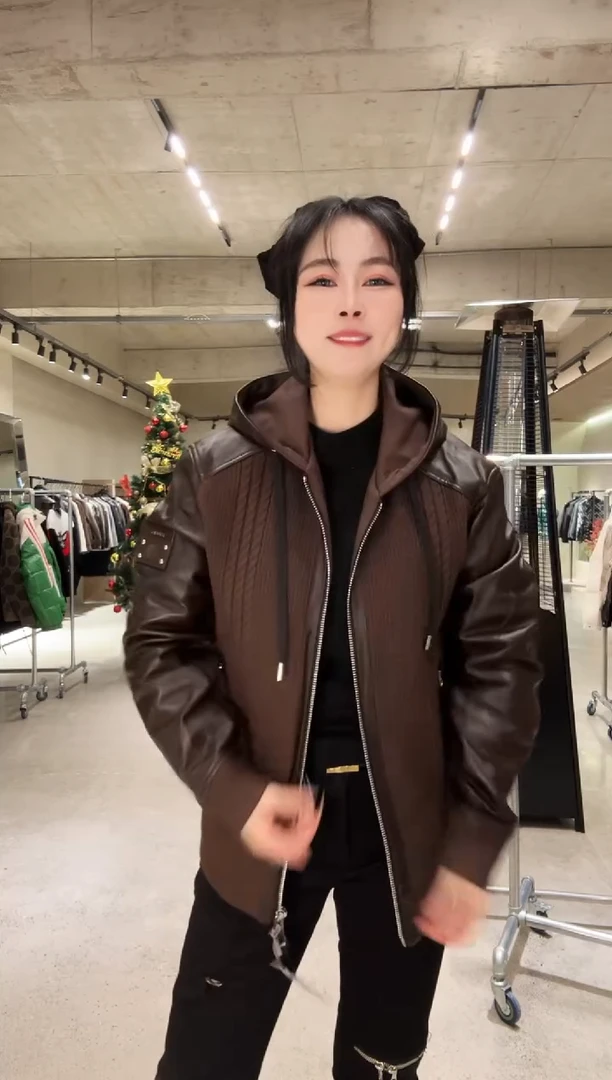 52码（140-155斤）男士真皮拼接棉夹克9023