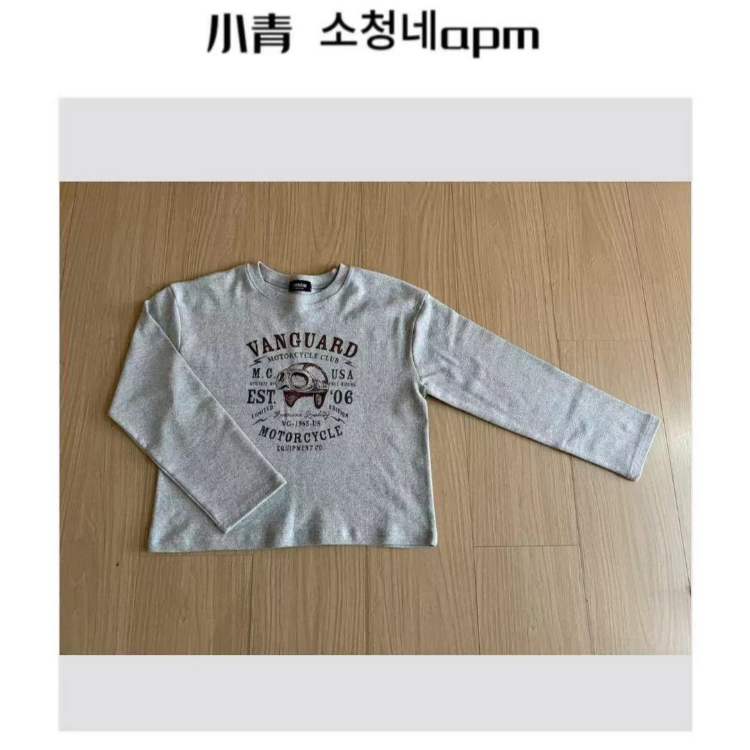 韩国东大门 COM/ 字母头盔磨毛T恤【磨毛！】