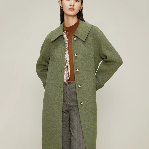 【小余专属】曼德诗双面呢大衣长款秋冬双面呢外套M431763