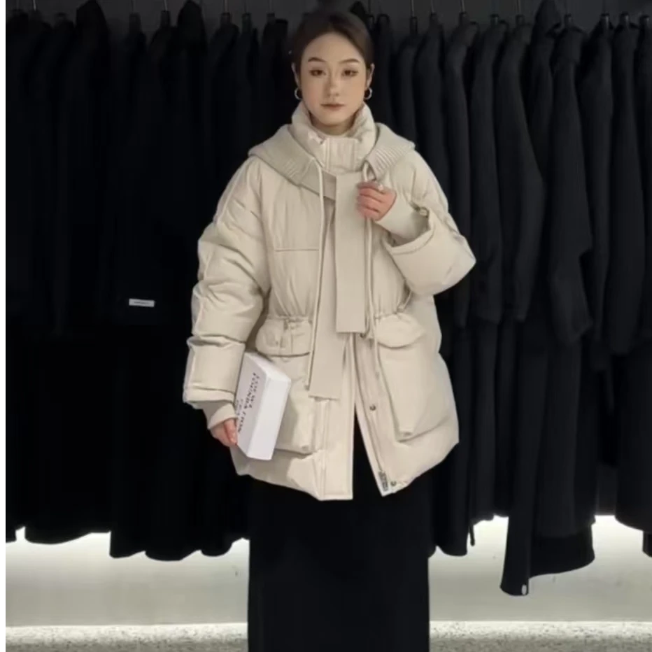 9919羽绒服女款短款时尚休闲百搭女士连帽冬季保暖加厚中长款外套