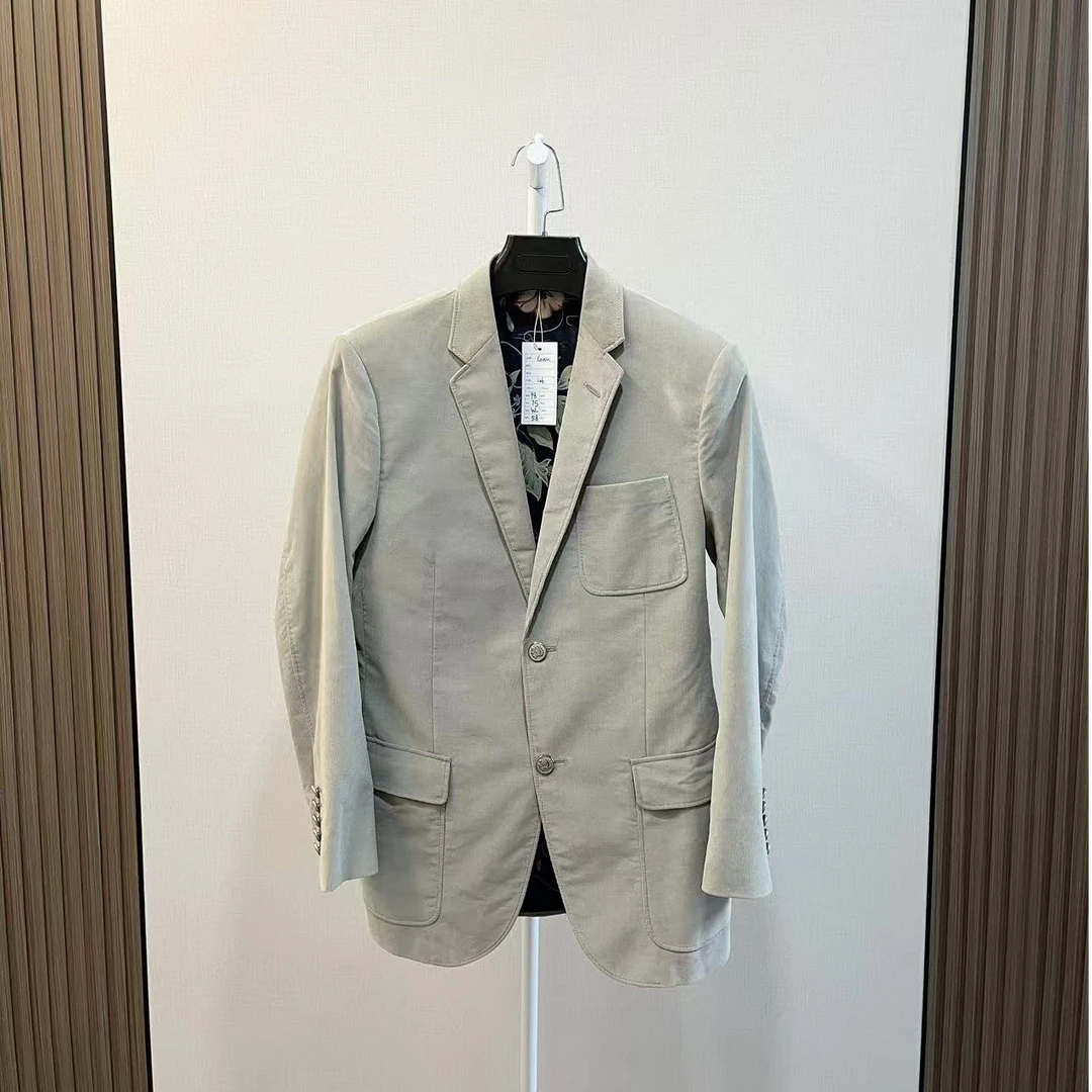 99新 GUCCI/古驰 /米色植绒内里丝绸花卉西服外套夹克/尺码46