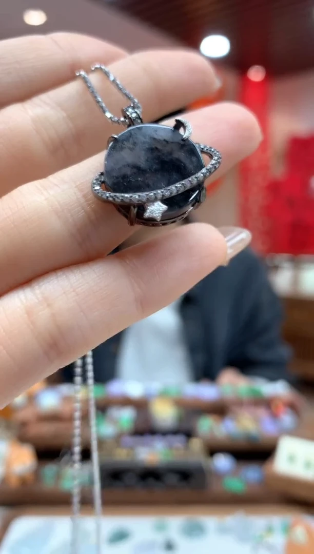 【闪购商品】翡翠吊坠(不含链)银S925镶嵌圆牌