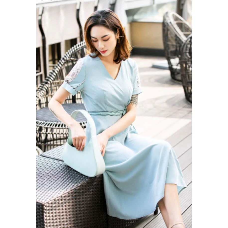 【她翼折扣】夏季连衣裙清新长裙女士系带长款AF2222322531