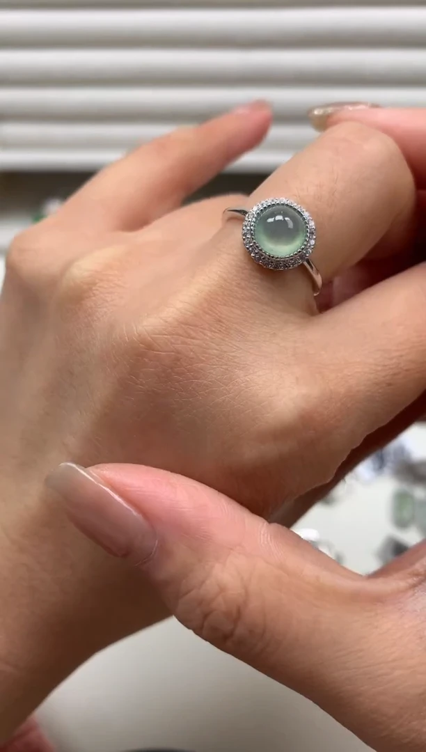 银S925镶嵌戒指翡翠1