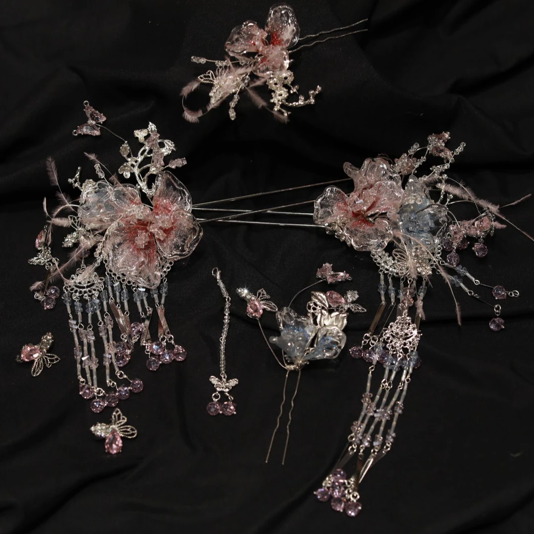 1130卡帝美学新款新娘中式粉色秀禾分体头饰减龄气质百搭发饰