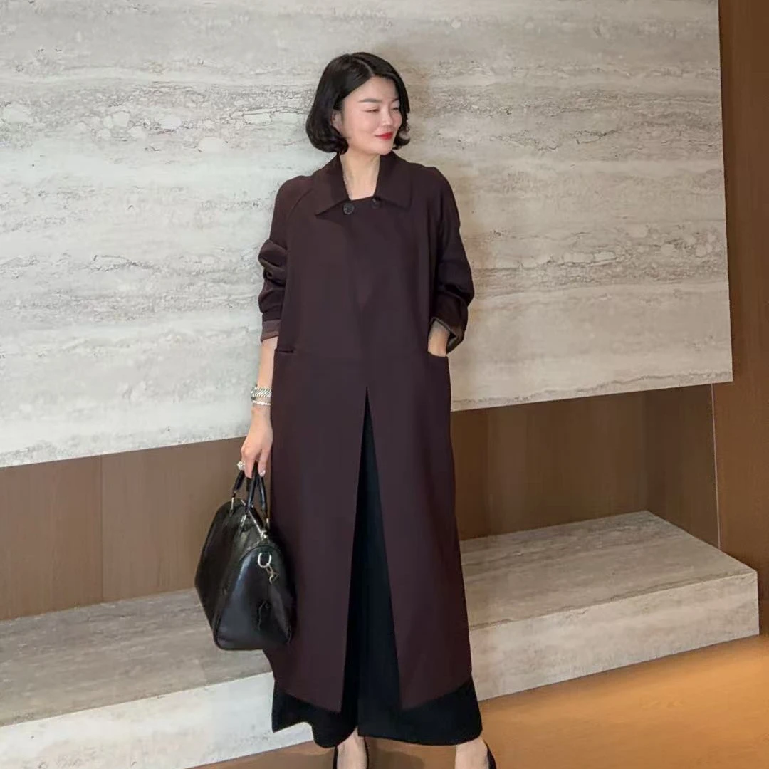 TANTAN 休闲时尚宽松秋冬中长款风衣外套3156