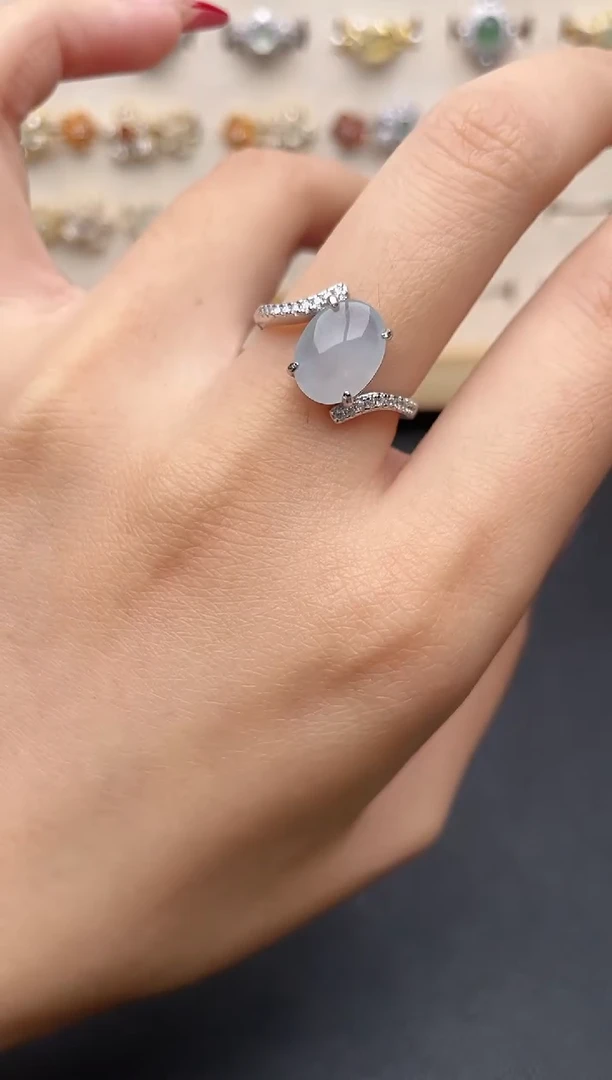 【闪购商品】翡翠戒指银S925镶嵌一物一证一礼盒