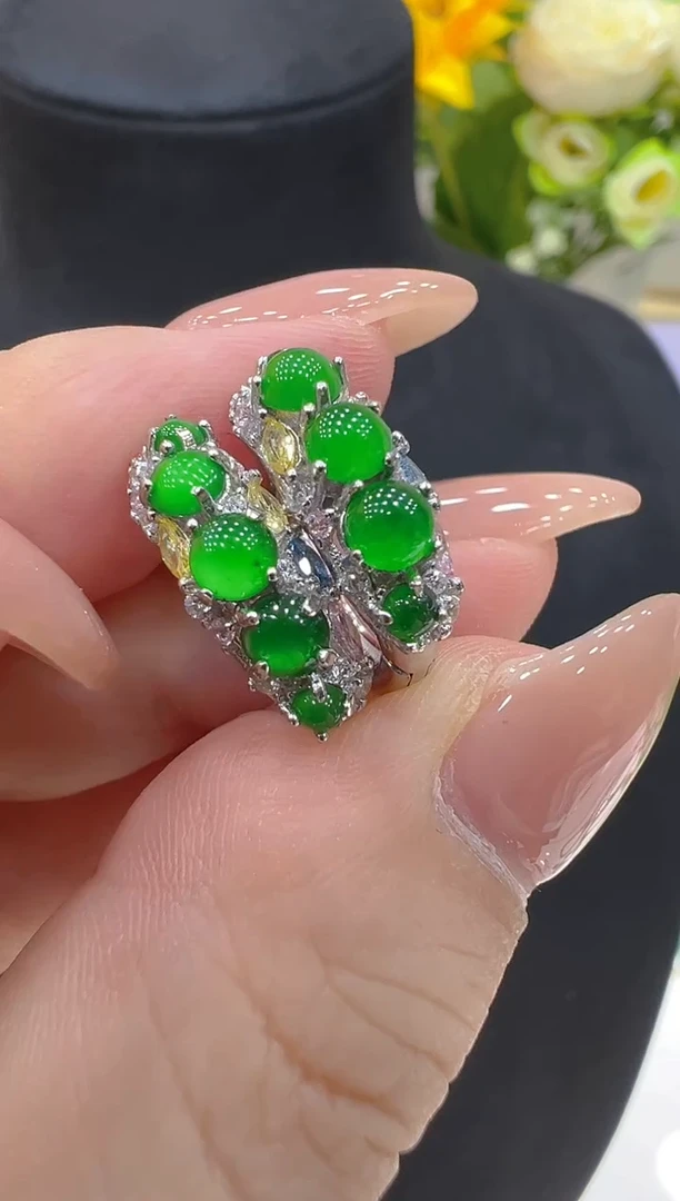 银S925镶嵌翡翠耳饰多样性团购发一件