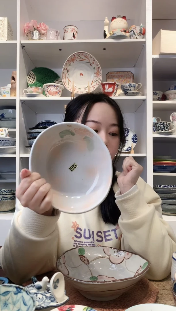 陶瓷bloom粗陶手绘山樱花深钵17cm