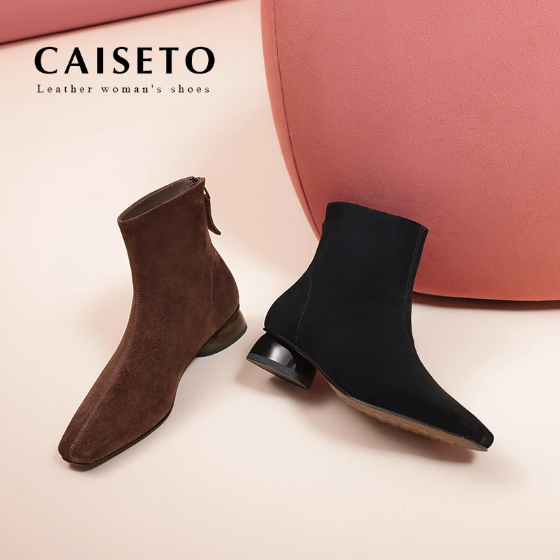 头层羊皮/3.5cm时尚百搭秀气舒适矮跟女靴24X248