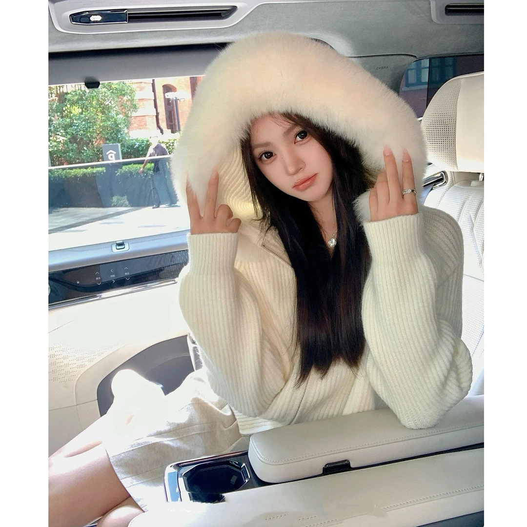 Lulu陆露【 高版】|  淡颜天菜 | 连帽开衫冬款慵懒风软糯外套宽松